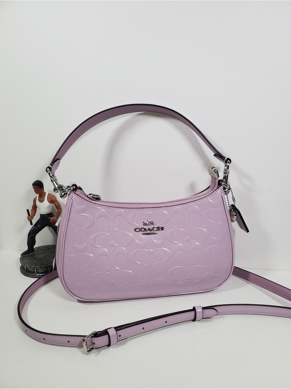 Bundle Coach Teri Shoulder Bag & Heart Bag Charm With Patent Signature NWT - Picture 2 of 14